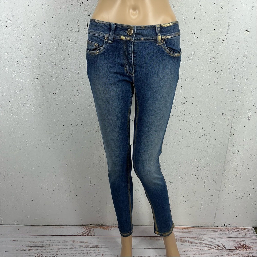 Caractere Milano Italy Women’s size 6 Gold Trim Skinny Stretch Jeans